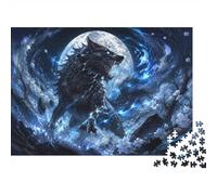 Mini Puzzle 1000p Pour Ados Loup Lune Glace Cadeau | 52x38cm Assemblage de puzzle Décoration de bureau Amateurs d’art Détente Papier