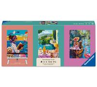 Mini puzzles 3 x 100 pièces Ravensburger Voyage du chien avec chevalet