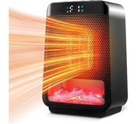 Mini radiateur céramique avec flamme 3D réaliste chauffage rapide mode ECO sécurité anti-incendie 800W-1500W