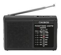 Mini Radio de Poche à Bandes FM et AM avec Antenne Télescopique et Haut-Parleur Avizar Noir noir