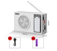 Mini radio FM AM portable multibande DSP,radio avec haut-parleur gamme complète,antenne arc-en-ciel,prise téléphonique pour sauna 3.5mm,batterie 18650 - Type Silver grey