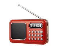 Mini Radio FM de poche, récepteur Portable et Rechargeable, haut-parleur Bluetooth sans fil, carte TF, lecteur de musique USB, mise hors tension de la mémoire Red