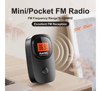 Mini radio FM portable de poche : réglage numérique, forte réception, 6 préréglages Alimenté par pile AAA pour marcher/Jogging/réunions Black