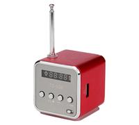 Mini radio numérique TD V26 - Petite enceinte portable rétro sur secteur et batterie - Mini haut-parleur stéréo MP3 MP4 - Portable - Fm - Support tendance - Carte TF et lecteur USB (rouge)