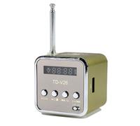 Mini radio numérique TD V26 - Petite enceinte portable rétro sur secteur et batterie - Mini haut-parleur stéréo MP3 MP4 - Portable - Fm PC - Support tendance - Carte TF et lecteur USB - Couleur matcha