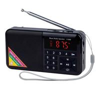 Mini Radio Portable FM USB Micro-SD et Lecteur Mp3 intégré avec LED Lampe, Poste de Radio Rechargeable de 1500mAh (Noir)