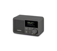 MEDION S66822 Radio Portable Mini Dab+ avec Bluetooth (Batterie Rechargeable, écran Couleur à intensité Variable, antenne télescopique, minuterie de Mise en Veille, réveil, AUX, USB-C) Gris