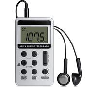 Mini Radio Stéréo Portable, Radio de Poche Rechargeable Pocket DSP AM FM 2 Bandes Radio Stéréo Récepteur Numérique avec Ecouteurs pour Les Personnes âgées, Simple à Utiliser (Blanc)