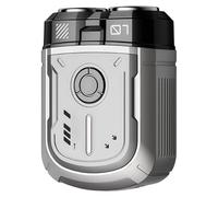 Mini rasoir électrique de voyage pour homme, corps en alliage compact, design à double lame, rasage étanche IPX7, charge rapide en 1 heure, comprend une brosse de nettoyage et un câble de charge