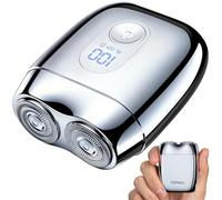 Mini rasoir électrique en alliage pour homme - Rasoir portable rechargeable de voyage avec capuchon miroir, imperméable, rasage lisse et de près, cadeau idéal pour mari, petit ami, RX40 argenté