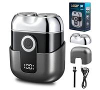 Mini Rasoir Electriques Hommes, Rasoir Électrique avec Affichage LED IPX7 Rasoir de Magnétique à Double Tête Compact et Portable Utilisable à Sec ou Sous l'eau