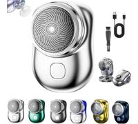 Mini Rasoir électrique Portable,Mini Shaver for Men,USB Rechargeable Shavers, Rasoir lavable sur peau humide et sèche for Home,Car,Business Trip,Travel (Silver)