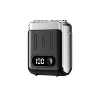 Mini rasoir électrique portable pour homme, rasoir rotatif rechargeable sans fil avec tondeuse à barbe, outil de toilettage de voyage compact pour l'entretien du visage et de la barbe (noir)