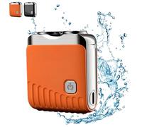 Mini Rasoir Électrique Pour Homme, Tondeuse À Barbe Portable À Double Tête, Rasoir Rechargeable Et Étanche, Efficace Et Durable, Mini Rotatif Sans Fil Pour Voyage, Maison, Voiture(Orange)