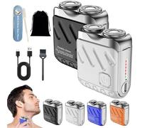 Mini rasoir, petit rasoir à lame magnétique suspendue en acier pour homme, étanche, charge rapide USB, taille de voyage compacte (2PCS-B-C)