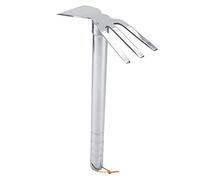 Mini râteau en Acier avec poignée en Caoutchouc, Outil de Jardinage à Griffes Courtes, tête en Acier traité thermiquement pour sols durs, Outil de Jardinage extérieur léger et