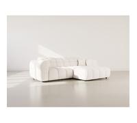 Mini Ray - Canapé d'angle droit 4 places en tissu texturé - Beige