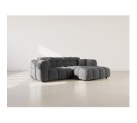 Mini Ray - Canapé d'angle droit 4 places en tissu texturé - Gris Anthracite