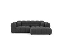 Mini Ray - Canapé d'angle droit 4 places en tissu texturé - Gris Anthracite
