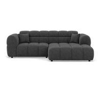 Mini Ray - Canapé d'angle droit 4 places en tissu texturé - Gris Anthracite Gris Anthracite