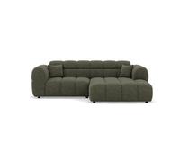 Mini Ray - Canapé d'angle droit 4 places en tissu texturé - Vert Kaki