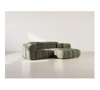 Mini Ray - Canapé d'angle droit 4 places en tissu texturé - Vert Kaki