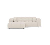 Mini Ray - Canapé d'angle gauche 4 places en tissu texturé - Beige Beige