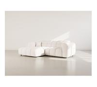 Mini Ray - Canapé d'angle gauche 4 places en tissu texturé - Beige
