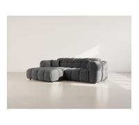 Mini Ray - Canapé d'angle gauche 4 places en tissu texturé - Gris Anthracite