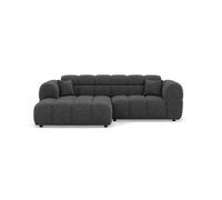 Mini Ray - Canapé d'angle gauche 4 places en tissu texturé - Gris Anthracite
