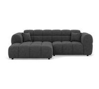 Mini Ray - Canapé d'angle gauche 4 places en tissu texturé - Gris Anthracite Gris Anthracite