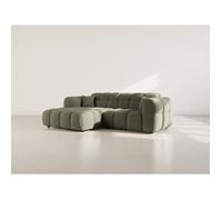Mini Ray - Canapé d'angle gauche 4 places en tissu texturé - Vert Kaki