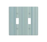 Mini rayures bleu-vert discrètes double gang plaque murale interrupteur décoration taille standard - 11,4 x 11,4 cm