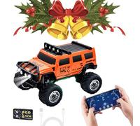 Mini RC Off-Road Truck with Lights, Mini RC Monster Truck, 2.4G Racing System with LED Lights, Adjustable Steering, for Kids Adults and Collectors (Orange,Without Trailer)