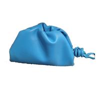 Mini Real Leather Bag Small Dumpling Pouch Neck Belt Bag Special Evening Party Bag Lipstick Purses Pillow Messenger Bag Handbags, Sky Blue Bleu