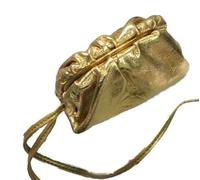 Mini Real Leather Bag Small Dumpling Pouch Neck Belt Bag Special Evening Party Bag Lipstick Purses Pillow Messenger Bag Handbags, Or Doré