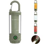 Mini Rechargeable Led Camping Flashlight, Portable Outdoor Light With Hook, Warm White Light And Red Lights, 6 Modes, With Signal Flash.