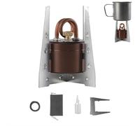 Mini réchaud à alcool portable, pliable, coupe-vent, brûleur d'esprit léger et coupe-vent pour randonnée, randonnée, cuisine (marron A, 1 ensemble)