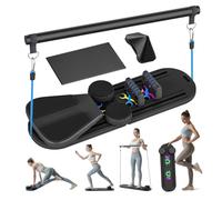 Mini Reformer Pilates Kit Avec Barre De Pilate Et Bandes De Résistance Planche Pilate Maison 5-en-1, Machine De Réformateur De Pilates Avec Compteur LED, Planche D'exercice Multifonction,98x37x30cm