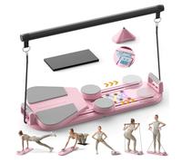 Mini Reformer Pilates Kit avec Barre De Pilate Et Bandes De Résistance Planche Pilate Maison 5-en-1, Machine De Réformateur De Pilates avec Compteur LED, Planche d'exercice Multifonction,98x37x30cm