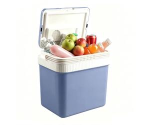 Mini Réfrigérateur 24L 12V, Glacière Électrique, Refroidit & Chauffe | Mini Frigo 24L avec Alimentation 12V/220V, Idéal pour Voiture, Dortoir, Bureau et Petit Appartement(Blue)