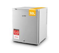 TZS First Austria - Mini réfrigérateur 30L complètement silencieux - Petit mini-frigo avec porte réversible et lumière intérieure - Minibar pour camping, bureau, chambre & hôtel - Gris