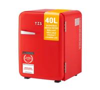 Mini-réfrigérateur 40L, totalement silencieux, design rétro, 2 compartiments de porte + 6 étagères flexibles - Rouge