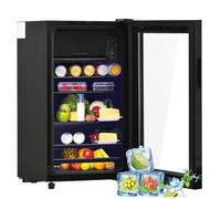 Mini Réfrigérateur 76 L Pose Libre Noir Éclairage LED R600a Compresseur Porte Vitrée Étagères Réglables 43 dB 220 240 V