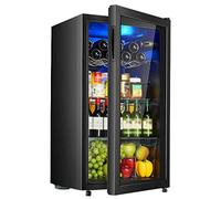Mini réfrigérateur 88 L en verre, refroidisseur de vin, refroidisseur de boissons, réfrigérateur à bière, réglage de la température, petit réfrigérateur autoportant pour la maison, le bureau ou le bar
