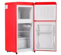 Mini-Réfrigérateur Avec Congélateur, Mini-Réfrigérateur Rétro 2 Portes Pour Résidence Universitaire, 60 L, Petit Réfrigérateur Rétro, Thermostat Réglable, Mini-Réfrigérateur Rétro Compact,Red