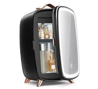 Mini Réfrigérateur avec Miroir LED Dimmable Réfrigérateur Electrique 6L/8 Canettes, Angle d'inclinaison Soins de la Peau, Réfrigérateur pour Beauté et Cosmétiques, Réfrigérateur Portable pour