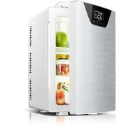 Mini réfrigérateur de voiture 20 L, refroidisseur et réchauffeur portable DC 12 V/AC 220-240 V avec refroidissement à trois cœurs pour soins de la peau, cosmétiques, aliments, argent