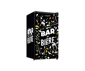 Mini réfrigérateur Frigelux BAB89NE 88L Noir porte réversible, éclairage LED, clayettes en verre, froid statique