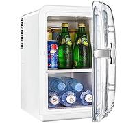 Mini réfrigérateur portable - 15 L AC/DC 12 V Réfrigérateur de maquillage et de soins de la peau avec porte en verre pour chambre